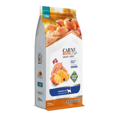 Maya Family Carni Life Pumpkin Grain Free 10kg Ξηρά Τροφή για Στειρωμένες Ενήλικες Γάτες με Σολομό και Πορτοκάλι