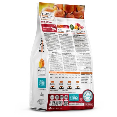 Maya Family Carni Life Pumpkin Grain Free 1.5kg Ξηρά Τροφή για Ενήλικες Γάτες με Μοσχάρι και Δαμάσκηνο