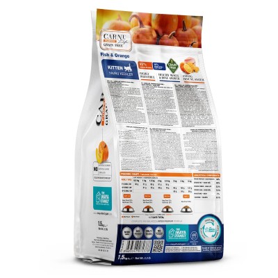 Maya Family Carni Life Pumpkin Grain Free 1.5kg Ξηρά Τροφή για Γατάκια με Ψάρι και Πορτοκάλι