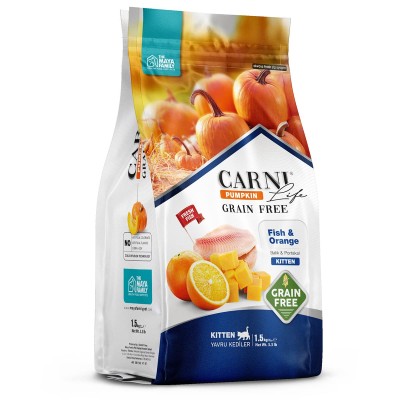 Maya Family Carni Life Pumpkin Grain Free 1.5kg Ξηρά Τροφή για Γατάκια με Ψάρι και Πορτοκάλι