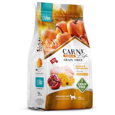 Maya Family Carni Life Pumpkin Grain Free 1.5kg Ξηρά Τροφή για Στειρωμένες Ενήλικες Γάτες με Κοτόπουλο και Ρόδι