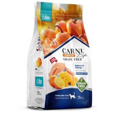 Maya Family Carni Life Pumpkin Grain Free 1.5kg Ξηρά Τροφή για Στειρωμένες Ενήλικες Γάτες με Σολομό και Πορτοκάλι