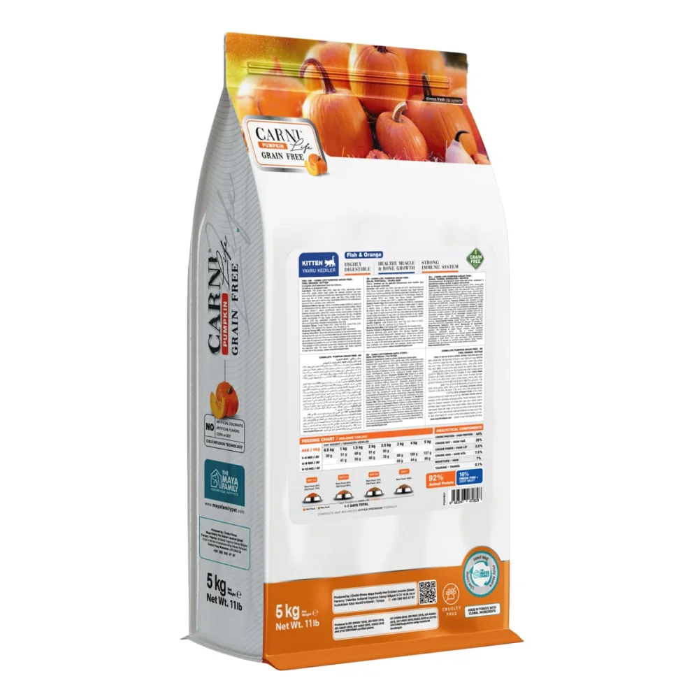Maya Family Carni Life Pumpkin Grain Free 5kg Ξηρά Τροφή για Γατάκια με Ψάρι και Πορτοκάλι Maya Family Carni Life Pumpkin Grain Free 5kg Ξηρά Τροφή για Γατάκια με Ψάρι και Πορτοκάλι