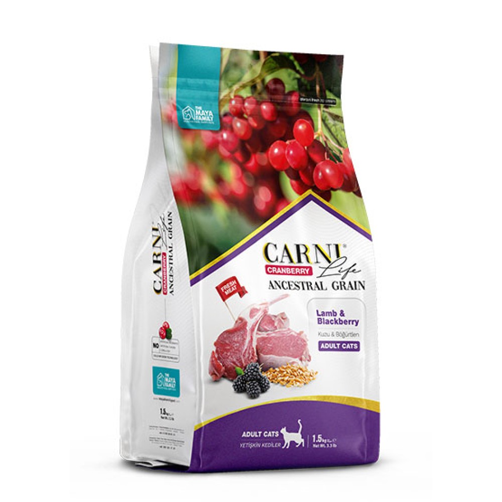 Maya Family Carni Life Cranberry 1.5kg ξηρά τροφή για ενήλικες γάτες με αρνί και μύρτιλο