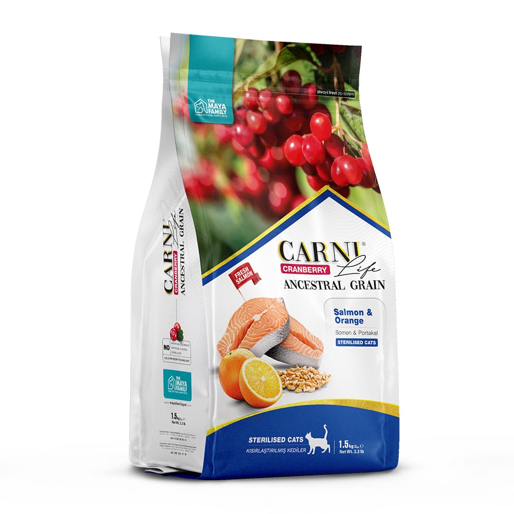 Carni Life Cranberry Ancestral Grain Στειρωμένη γάτα σολωμός πορτοκάλι 1.5kg