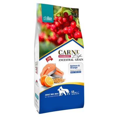 Maya Family Carni Life Cranberry 12kg ξηρά τροφή για ενήλικους σκύλους με σολωμό και πορτοκάλι