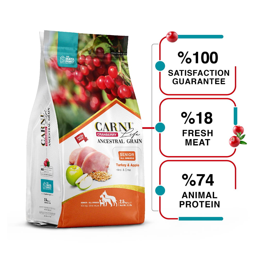 Maya Family Carni Life Cranberry 12kg ξηρά τροφή για senior σκύλους με γαλοπούλα και μήλο