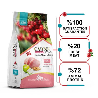 Maya Family Carni Life Cranberry 2.5kg light ξηρά τροφή για ενήλικους σκύλους με γαλοπούλα και μήλο