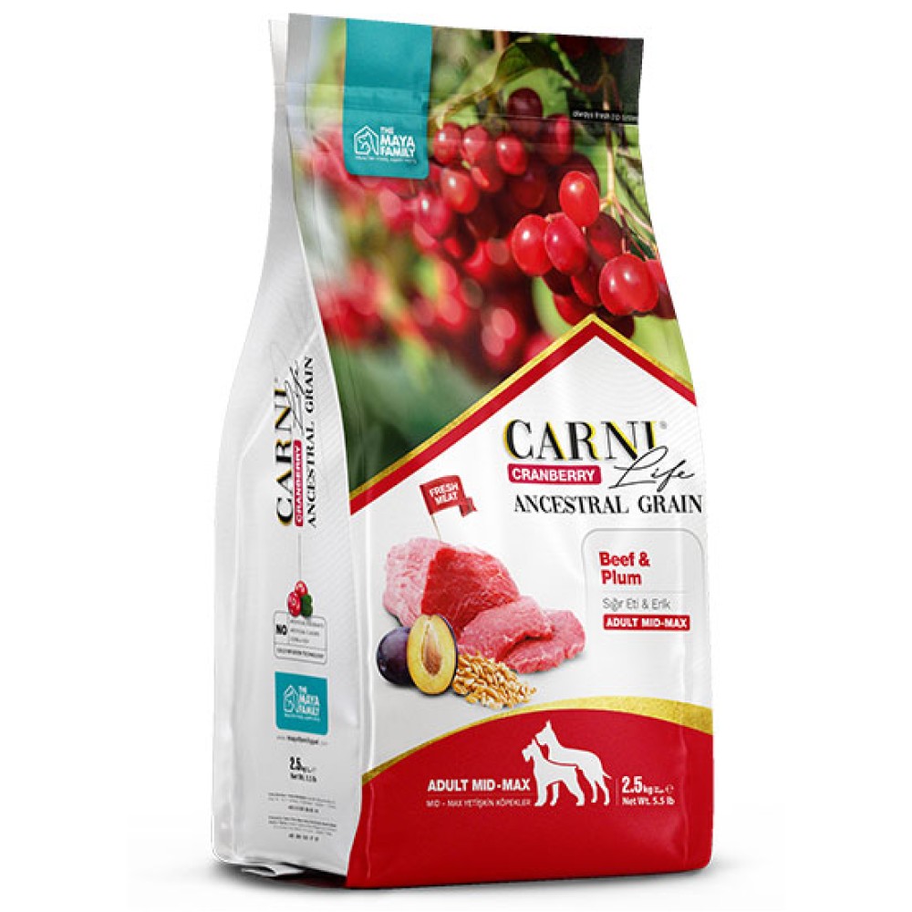 Maya Family Carni Life Cranberry 2,5kg ξηρά τροφή για ενήλικους σκύλους με μοσχάρι και δαμάσκηνο