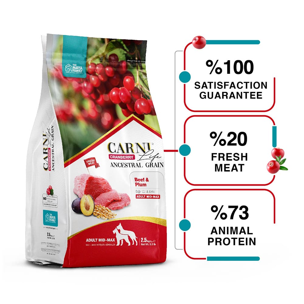 Maya Family Carni Life Cranberry 2,5kg ξηρά τροφή για ενήλικους σκύλους με μοσχάρι και δαμάσκηνο