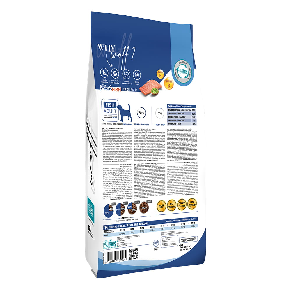 Maya Family Woff 12kg ξηρά τροφή για ενήλικους σκύλους με ψάρι Maya Family Woff 12kg ξηρά τροφή για ενήλικους σκύλους με ψάρι